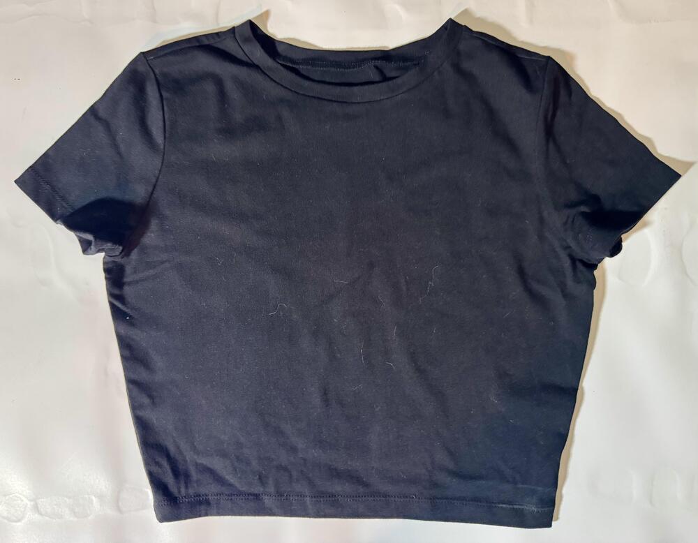 Wild Fable Shirt Juniors Medium Black Crop Top Short Sleeve Basic Crewneck